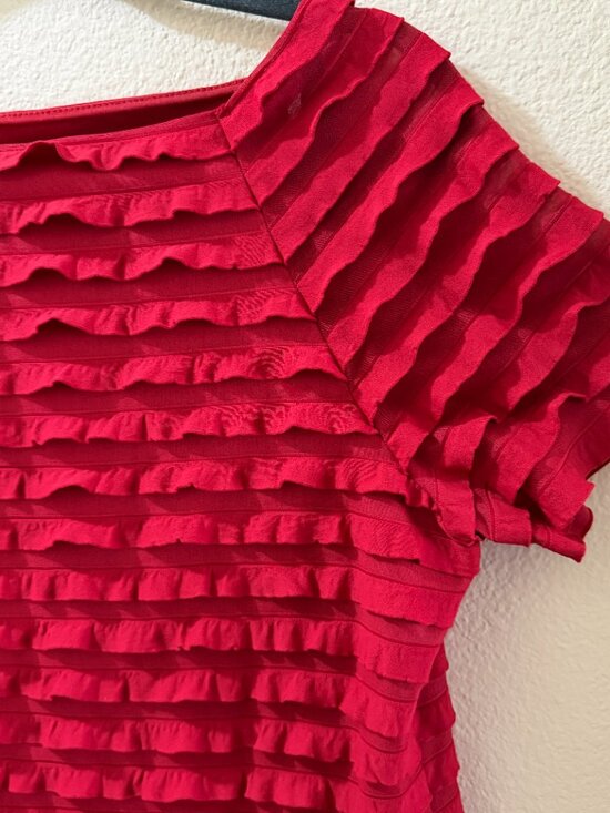 Red Ruffle Textured Top - Picture 2 of 3